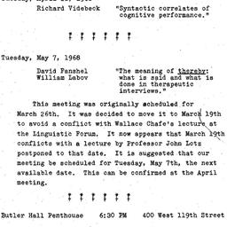 Announcements, 1968-04-23. ...