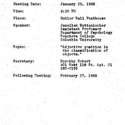 Minutes, 1968-01-23. The Us...
