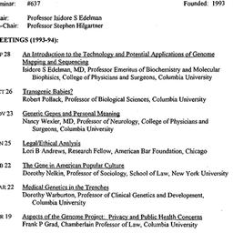 Schedules, Genome: Ethical,...