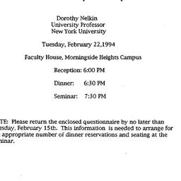 Announcements, 1994-02-22. ...