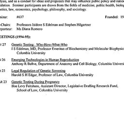 Schedules, Genome: Ethical,...