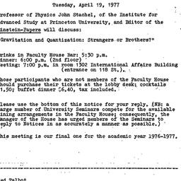 Announcements, 1977-04-19. ...