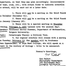Announcements, 1976-12-13. ...