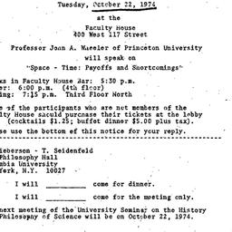 Announcements, 1974-10-02. ...