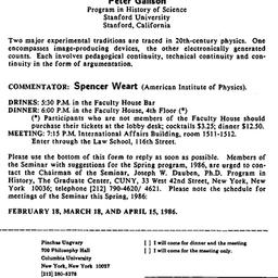 Announcements, 1985-12-17. ...