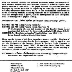 Announcements, 1985-11-19. ...