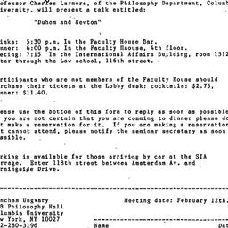 Announcements, 1984-02-12. ...