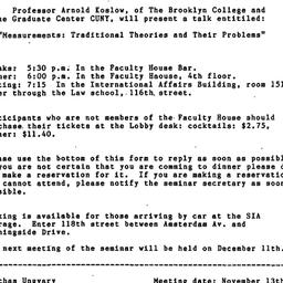Announcements, 1984-11-13. ...