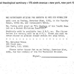 Announcements, 1975-11-21. ...