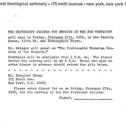Announcements, 1976-02-27. ...
