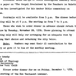 Announcements, 1978-11-01. ...