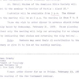 Announcements, 1979-02-15. ...