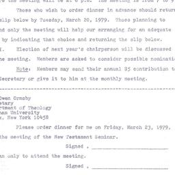 Announcements, 1979-03-23. ...