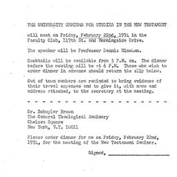 Announcements, 1974-02-22. ...