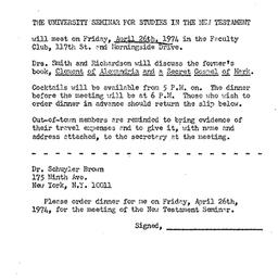 Announcements, 1974-04-26. ...