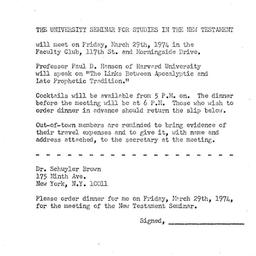 Announcements, 1974-03-29. ...