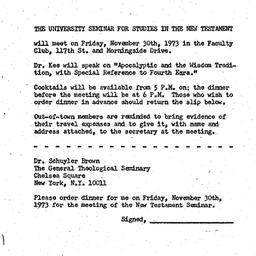 Announcements, 1973-11-30. ...
