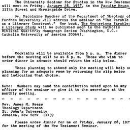 Announcements, 1977-01-12. ...