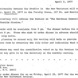 Announcements, 1977-04-02. ...