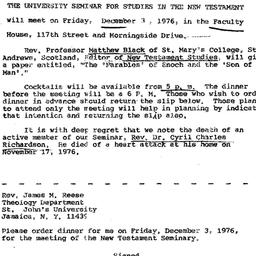 Announcements, 1976-11-19. ...