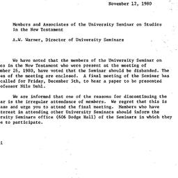 Announcements, 1980-11-12. ...