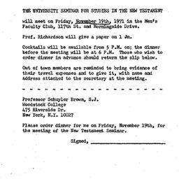 Announcements, 1971-11-19. ...