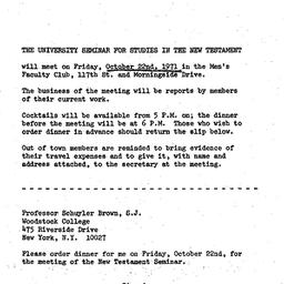 Announcements, 1971-10-22. ...