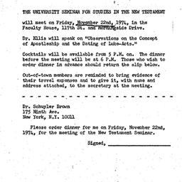 Announcements, 1974-11-22. ...
