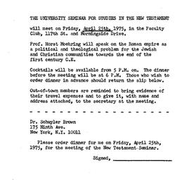 Announcements, 1975-04-25. ...