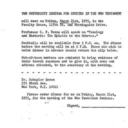 Announcements, 1975-03-21. ...