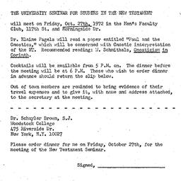 Announcements, 1972-10-27. ...