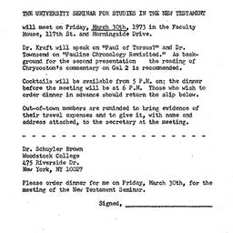 Announcements, 1973-03-30. ...