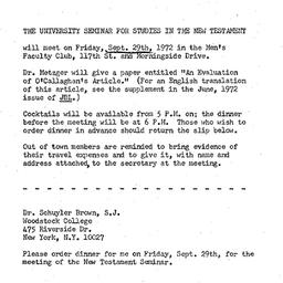 Announcements, 1972-09-29. ...