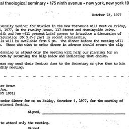 Announcements, 1977-10-22. ...