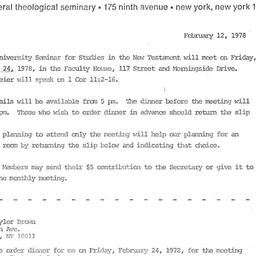 Announcements, 1978-02-12. ...