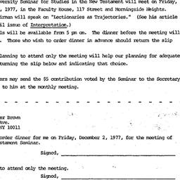 Announcements, 1977-11-16. ...