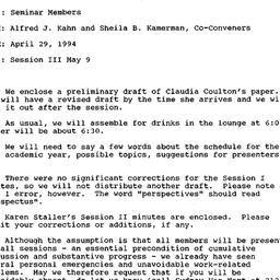 Announcements, 1994-05-09. ...