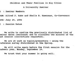 Announcements, 1995-07-29. ...