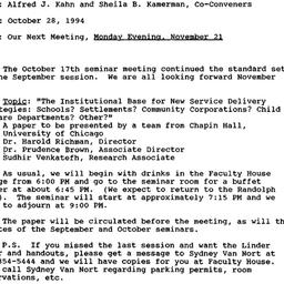 Announcements, 1994-11-21. ...
