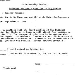 Announcements, 1994-09-09. ...