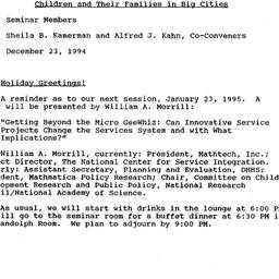 Announcements, 1994-12-23. ...