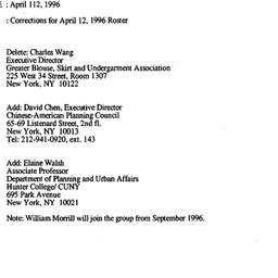 Announcements, 1996-04-12. ...