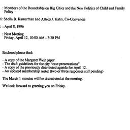 Announcements, 1996-04-12. ...