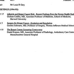 Schedules, Cancer, seminar ...