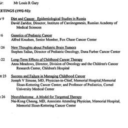 Schedules, Cancer, seminar ...