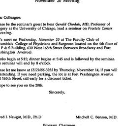 Announcements, 1991-11-20. ...