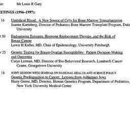 Schedules, Cancer, seminar ...