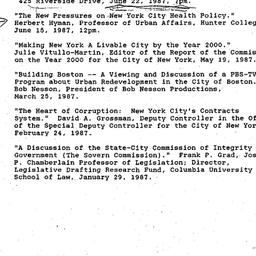 Schedules, Urban America, s...