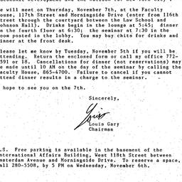 Announcements, 1985-11-07. ...