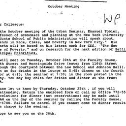 Announcements, 1984-10-30. ...
